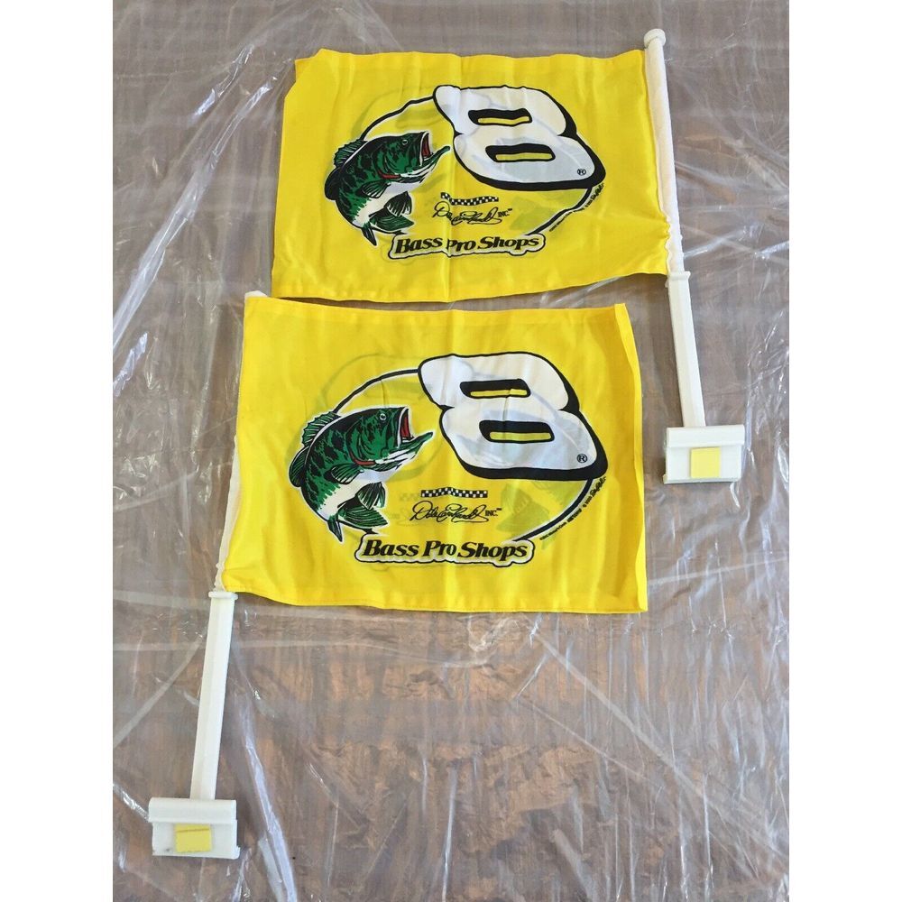 Dale Earnhardt Jr 8 Nascar Car Flags Lot of 2 Winner Circle Bass Pro Shop Yellow